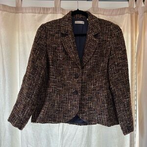 Coldwater Creek Tweed Blazer Single Breasted Cropped 14P Dark Academia